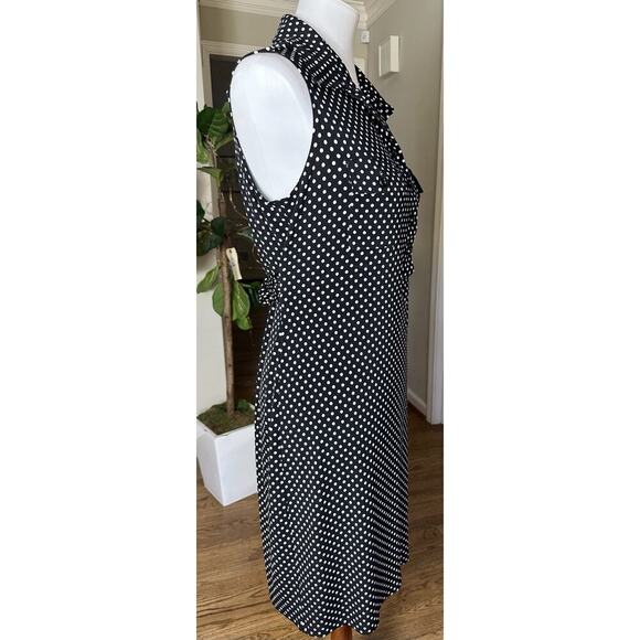Carole Little Classic Vtg Polka Dot Sleeveless Shirt Dress Size 12 Black Midi - Picture 6 of 6